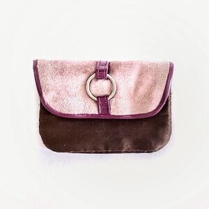 Vintage Mini Wallet Coin Purse Silk/Velour Two-Tone Pink And Brown Card Wallet